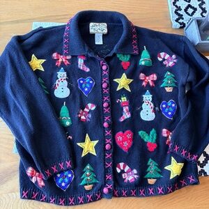 Y2K Heirloom Collectibles Festive Holiday Cardigan Sweater Womens size large L